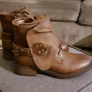 Brown Tie Up Ankle Boots